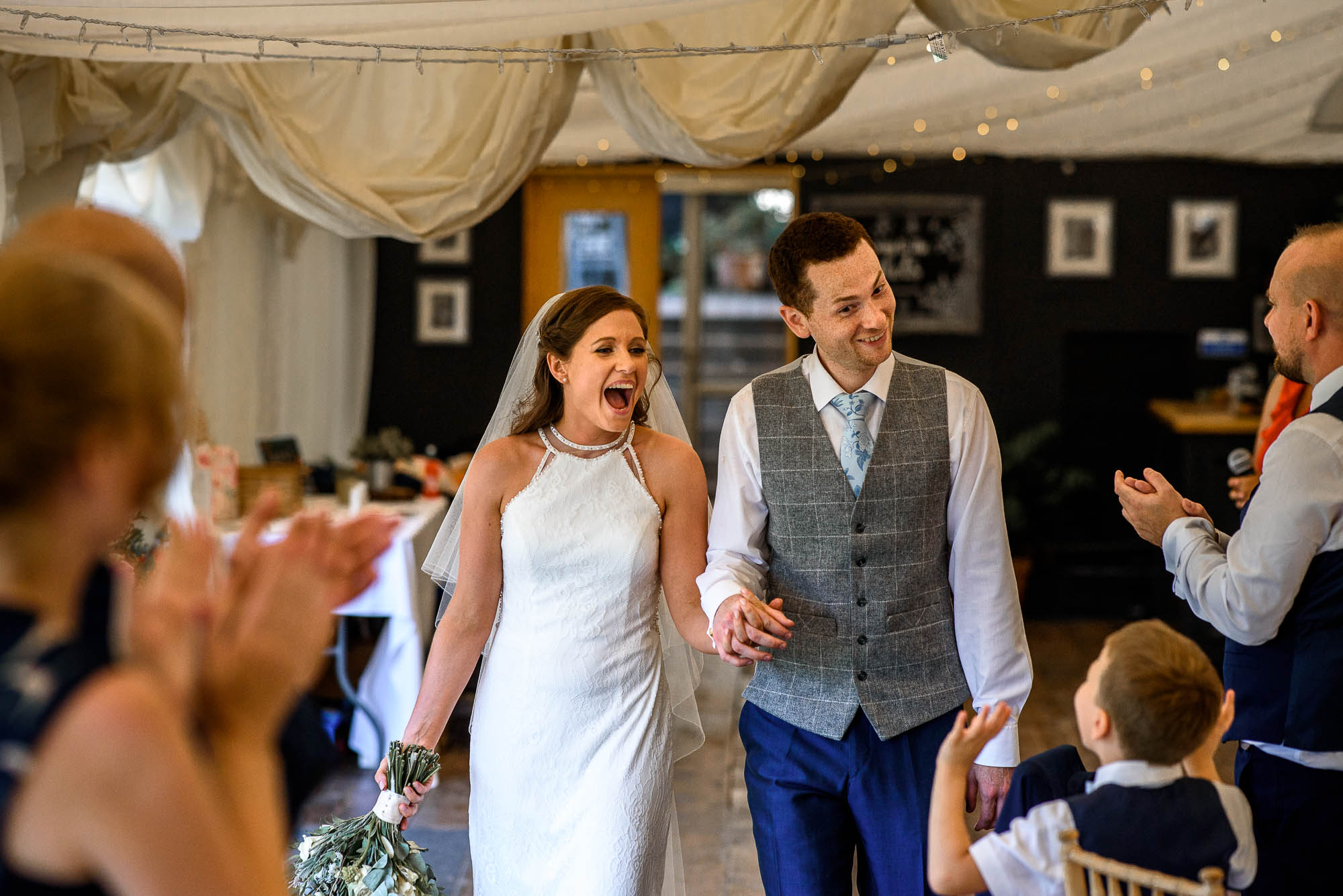 Bride and Groom announced into wedding breakfast